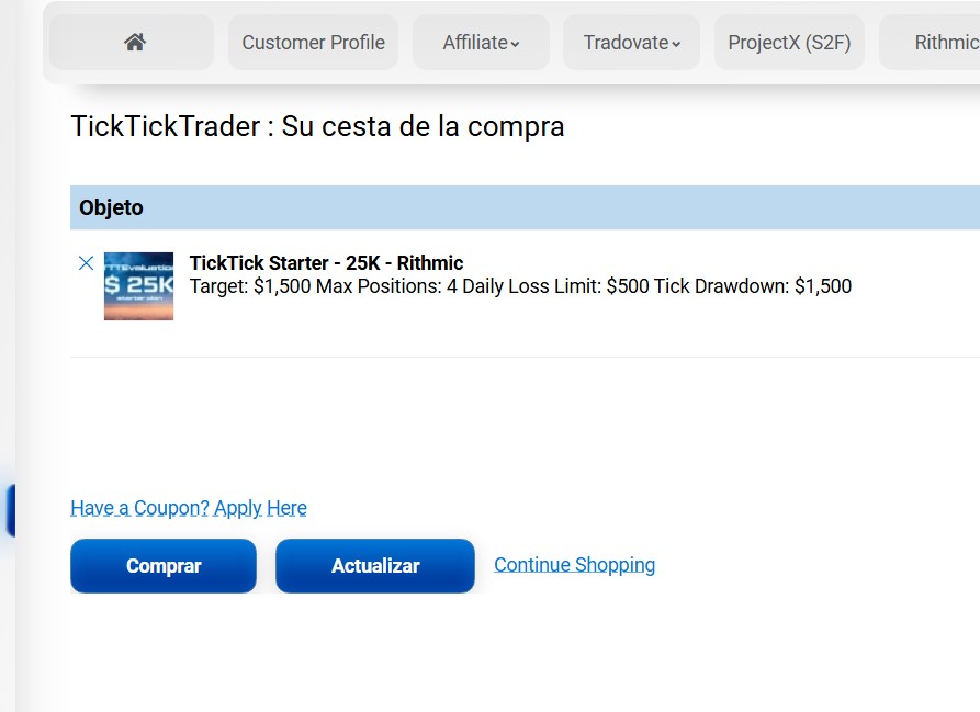 Passo 3 Tick Tick Trader